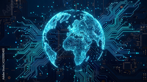 Global Digital Circuit Network Background