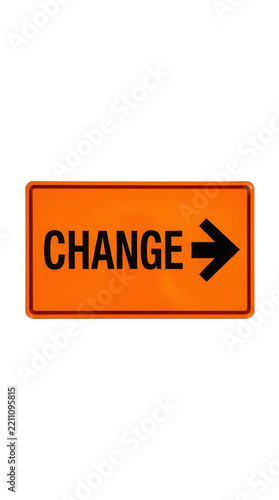 Orange Directional Change Sign Transparent Background