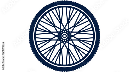 Minimalist bicycle wheel vector illustration with spokes and tire