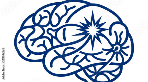 Human brain line art icon representing creative thinking and idea