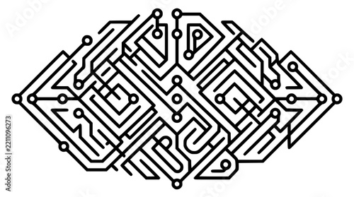 Human brain circuit board technology concept vector illustration
