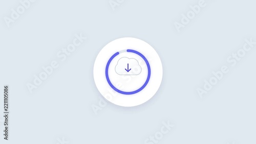 4K Animated Circular Progress Bar for Cloud File Download Concept