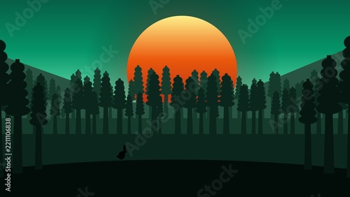Alert Mountain Hare in Nordic Coastal Fjord Slopes (Emerald Forest Fog)