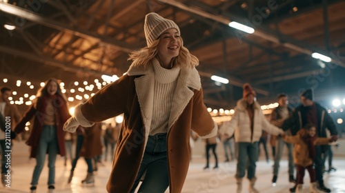 Warm winter night on an indoor rink