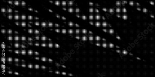 Abstract dark halftone zigzag pattern background with white dotted geometric gradient lines.