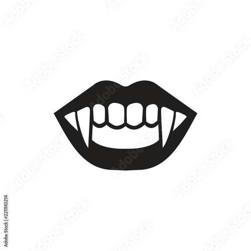 Vampire Lips Mouth with Sharp Fangs Halloween Vector Icon Logo