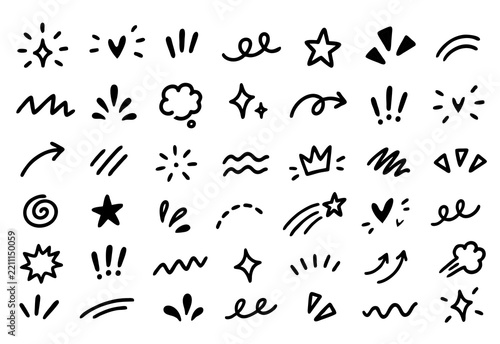 Doodle accents - Doodle shape element, hand drawn embellishments. Decorative stickers design