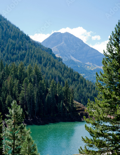 mountain lake and mountains, mountain lake, lake and mountain trees