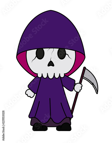 Skull devil cartoon on a white background. Elements for halloween design. Vector illustration.