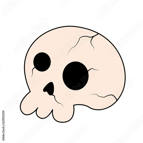 Skull halloween cartoon on a white background. Elements for halloween design. Vector illustration.