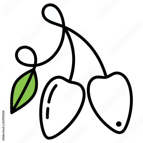 Simple illustration of cherries with a leaf