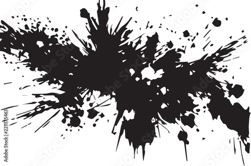 Black Ink Splatter and Grunge Paint Splash Texture