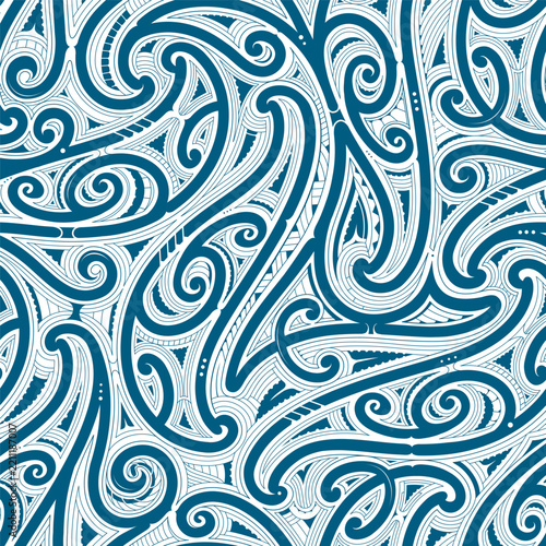 Seamless fabric ornament with Polynesian style motif
