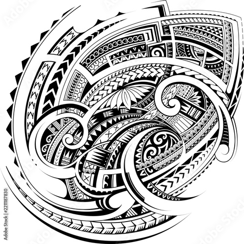 Ethnic print design for tattoo with Polynesian style ornaments
