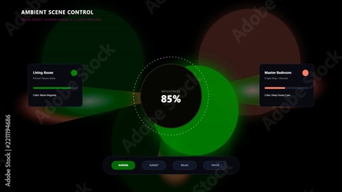 Smart Home Lighting Ambient Scene Control Interface Dashboard App for Connected Room Illumination