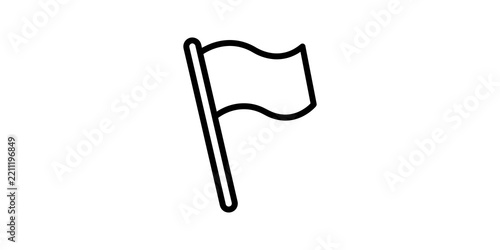 Minimalist black outline flag waving on a pole graphic representation.