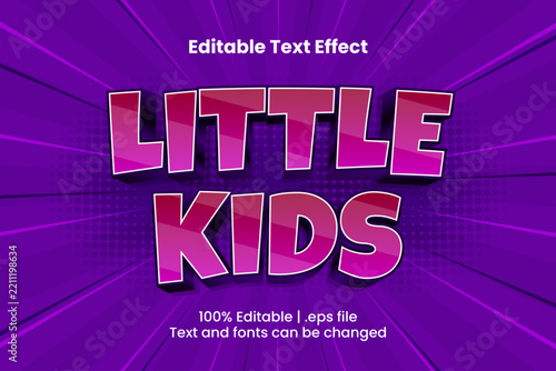 Little Kids Editable Text Effect, 3D Pink Purple Cartoon Typography for Playground Banner