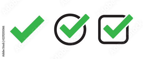 Green checkmark icons vector design set isolated on transparent background for approval concepts.