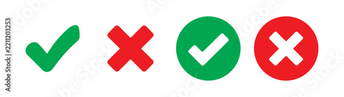 Green check and red cross icons in solid and circular shapes for choice.