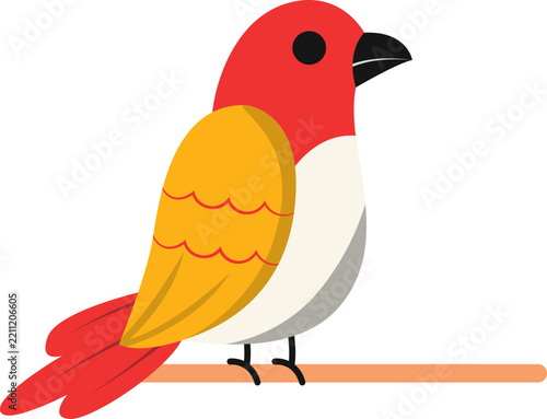 Cute Exotic Bird with Colorful Design. Vector Illustration.