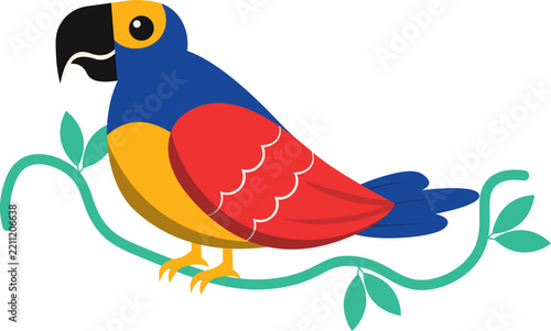 Cute Exotic Bird with Colorful Design. Vector Illustration.
