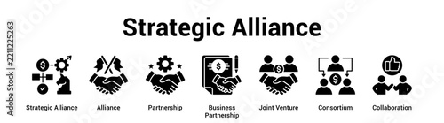 Strategic Alliance web banner icon vector illustration concept for business with icon of Strategic Alliance, Alliance, Partnership, Business Partnership, Joint Venture.