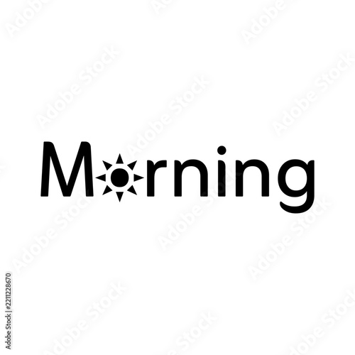 Morning type typography logo with sun as an O