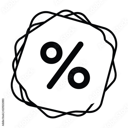 Percentage sign surrounded by scribbled black lines on white background