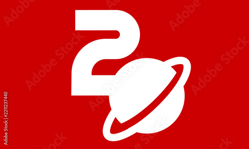 2 Space Logo Number Red Modern Fresh