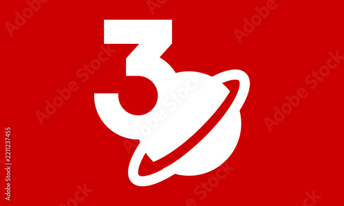 3 Space Logo Number Red Modern Fresh