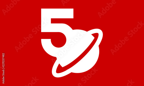 5 Space Logo Number Red Modern Fresh
