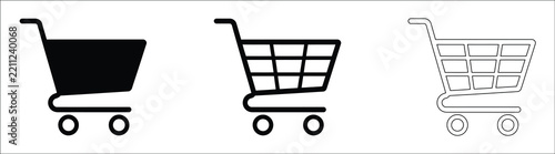 Simple shopping cart icon, e-commerce retail symbol, online store basket, purchase, checkout, shopping and business vector illustration