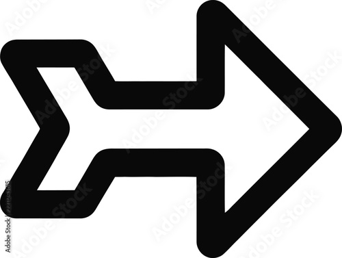 Simple black outline arrow icon pointing to the right with direction navigation interface pointing