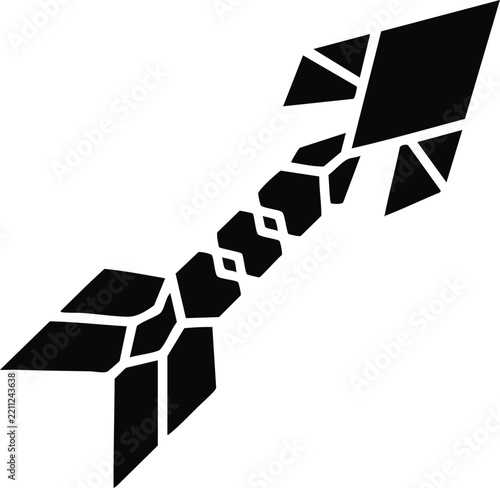 Stylized decorative arrow with geometric segmented shaft pointing upwards decorative geometric