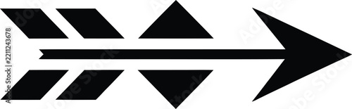 Decorative black arrow icon with geometric fletching and arrowhead design bow arrow geometric