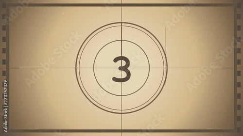 Vintage film countdown timer showing the number 5
