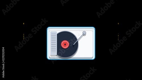 Vintage turntable with vinyl record playing music