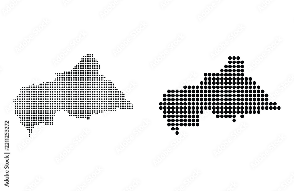 Obraz premium Central African Republic Dotted Map Set Halftone Pixel Vector