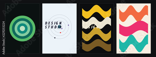 Modern Abstract Poster Design Collection Featuring Geometric Shapes and Minimalist Patterns for Creative Studio Interior Branding Wall Decor