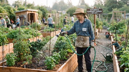 Community Garden Volunteer Watering Beds