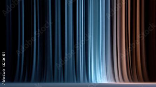 Vertical blue and brown light streaks create luminous, abstract, high fidelity background with soft, dreamy mood