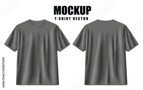 Grey T-Shirt Mockup Vector Set Front and Back View Isolated on White
