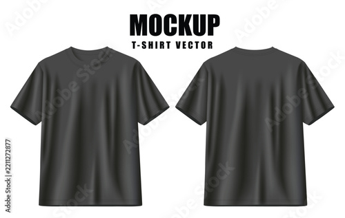 Dark-gray T-Shirt Mockup Vector Set Front and Back View Isolated on White