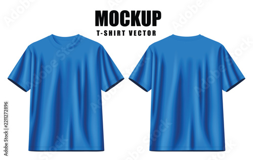 Royal Blue T-Shirt Mockup Vector Set Front and Back View Isolated on White