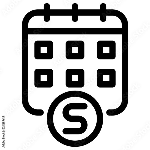 Payday Calendar Salary Date Schedule Line Icon