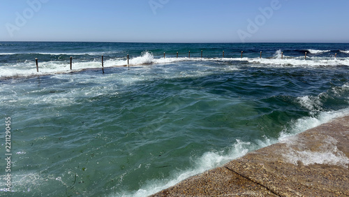 Rough water on a rock pool