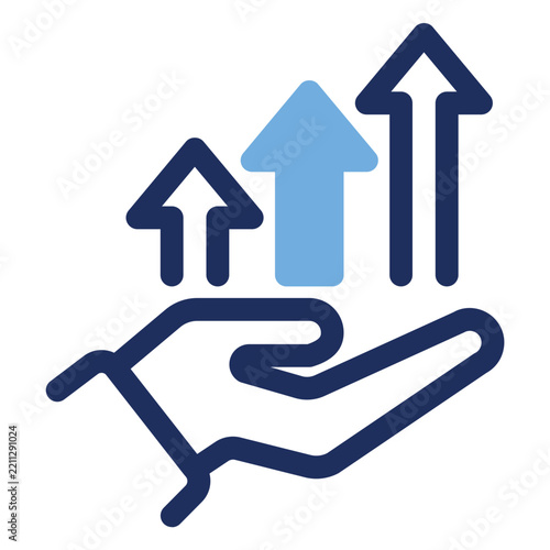 Hand Holding Salary Growth Financial Progress Duo Tone Icon
