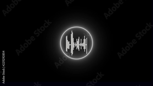 Neon Audio Waveform Circle Icon Set