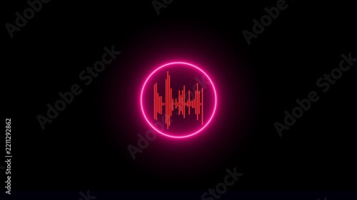 Neon Audio Waveform Circle Icon Set
