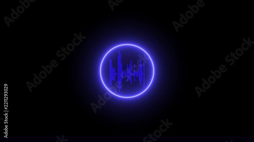 Neon Audio Waveform Circle Icon Set